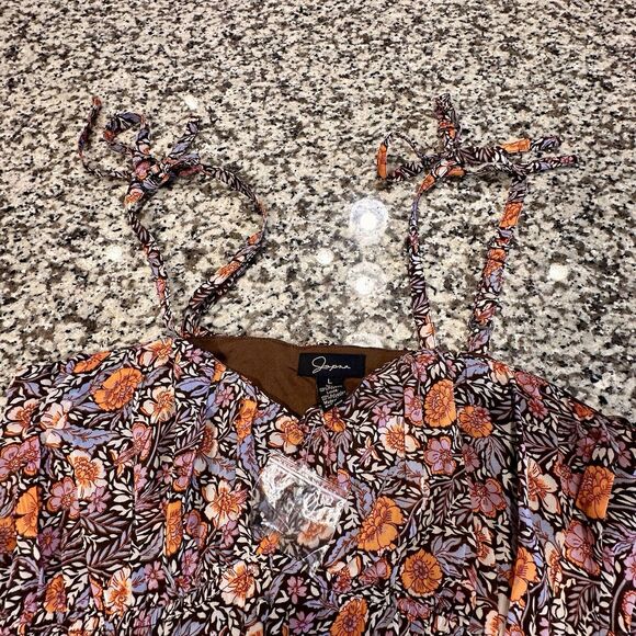 Jopra Flirty Crop Tank Top Womens Large Spaghetti Strap Floral Doll Bohemian - Picture 5 of 9